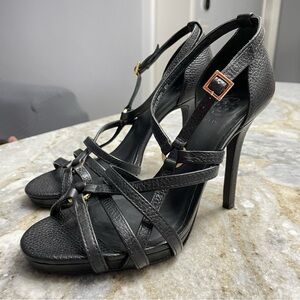 TORY BURCH Black Leather Strappy Sandals Heels Women’s 8
